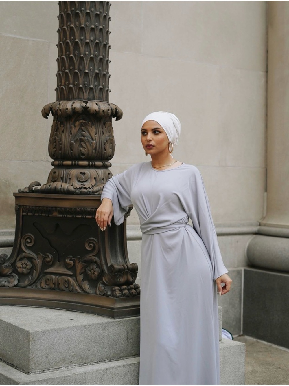 Veiled Collection Mina Tie Waist Dress in Powder Blue.